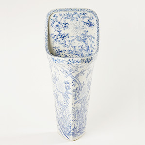 Blue and White “Asagao” Style Urinal with Floral Design (Peony), a masterpiece by Monemon Kato VI