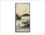 Ceramic Tile with Polychrome Overglaze Design of Landscape