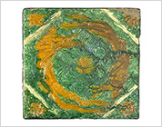 Three-Color Glazed Tile with Impressed Design of Tigers