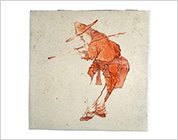 Ceramic Title with Overglaze Red Design of Fisherman