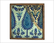 Polychrome Tile with Design of Cypress Trees and Flowers