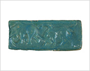 Blue Glazed Tile with Design in Relief
