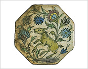 Polychrome Octagonal Tile with Design of Animal
