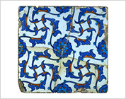 Polychrome Tile with Design of Flower and Scroll