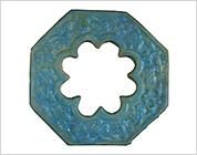 Blue Glazed Tile with Design of Scroll in Relief