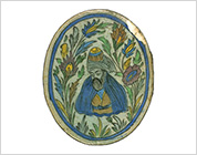 Oval Shaped Polychrome Tile with Design of Man