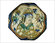 Polychrome Octagonal Tile with Human Figure Design