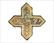 Cross Shaped Luster Tile with Design of Birds and Animal