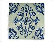 Seto-Hongyo Ware Tile with Floral Design in Underglaze Blue