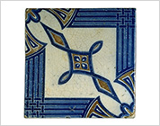 Seto-Hongyo Ware Tile with Geometric Design in Underglaze Blue