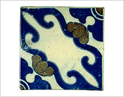 Seto-Hongyo Ware Tile with Stensilled Design in Underglaze Blue and Iron Brown