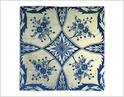 Seto-Hongyo Ware Tile with Flower Pattern in Underglaze Blue