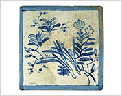 Seto Ware Tile with Flower Design in Underglaze Blue
