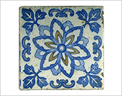 Seto-Hongyo Ware Tile with Floral Design in Underglaze Blue and Iron Brown