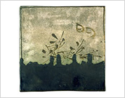 Tile with Glass Design in Iron Brown and Green Glaze