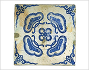 Seto-Hongyo Ware Tile with Pine Tree Design in Underglaze Blue