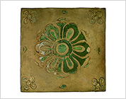 Tile with Flower Design and Green Glaze Probably from Todai-ji Temple