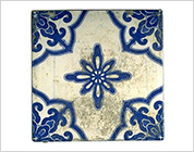 Seto-HongyoWare Tile with Floral Design in Underglaze Blue