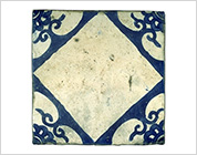 Seto-Hongyo Ware Tile with Floral Design in Underglaze Blue