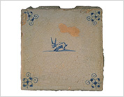 Tile with Cobalt-Blue Design of Rabbit