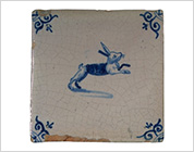 Tile with Cobalt-Blue Design of Rabbit