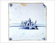 Tile with Cobalt-Blue Design of Landscape