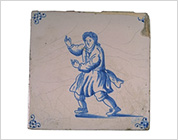 Tile with Cobalt-Blue Design of a Man