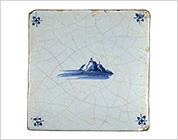 Tile with Cobalt-Blue Design of Landscape