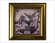 Tile with Design of the Scene from The New Testament within Roundel in Purple