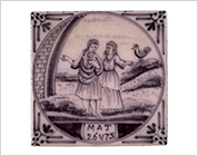 Tile with Design of the Scene from The New Testament within Roundel in Purple