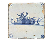 Tile with Cobalt-Blue Design of Landscape
