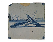 Tile with Cobalt-Blue Design of Fisherman