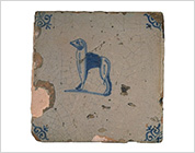 Tile with Cobalt-Blue Design of Dog