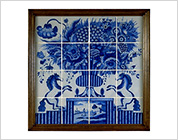 Tiles with Cobalt-Blue Design of Vase and Horses