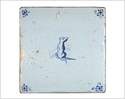 Tile with Cobalt-Blue Design of Dog