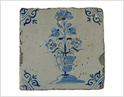 Tile with Cobalt-Blue Design of Flowers in Vase