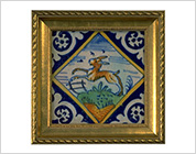 Polychrome Tile with Design of Animal in Diamond