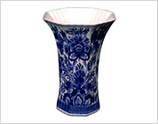 Vase with Foliated Rim, Painted in Blue with Flower Design (Delft Ware Faience)