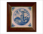 Tile with Cobalt-Blue Design of Sherpherdess in Roundel