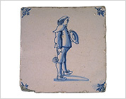 Tile with Cobalt-Blue Design of Playing Hat