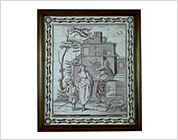 Tiles with Design of the Scene from The Old Testament in Purple. Abraham Sending Hagar out into the Wilderness