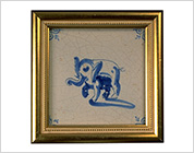 Tile with Cobalt-Blue Design of Elephant