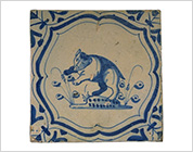Tile with Cobalt-blue Design of Animal