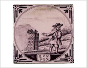 Tile with Design of the Scene from The Old Testament within Roundel in Purple