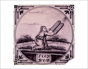 Tile with Design of the Scene from The Old Testament within Roundel in Purple