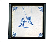 Tile with Cobalt-Blue Design of Swinging