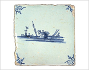 Tile with Cobalt-Blue Design of Landscape