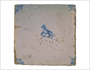 Tile with Cobalt-Blue Design of Dog