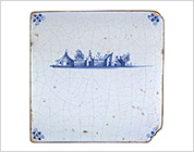 Tile with Cobalt-Blue Design of Landscape
