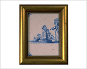 Tile with Cobalt-Blue Design of the Scene from The Bible